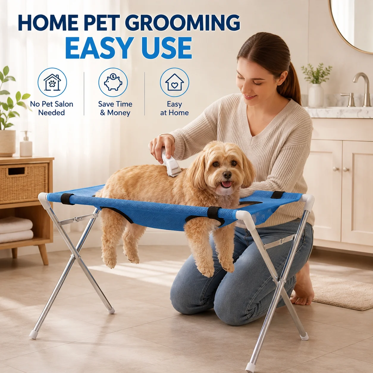 Pet Grooming Hammock Stand for Dogs & Cats - Nail Clipping Harness - Foldable and Portable - Image 6