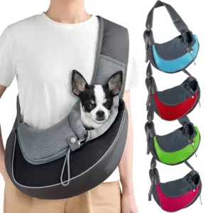 Crossbody Shoulder Sling Pet Carrier - Travel Carry Tote for Dogs & Cats