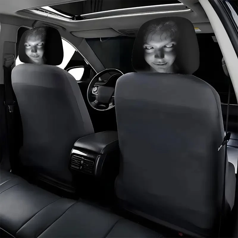 2Pcs Halloween Horror Face Print Universal Car Headrest Covers - Image 3