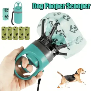 Portable Dog Pooper Scooper - Built-in Garbage Bag No Touch Design