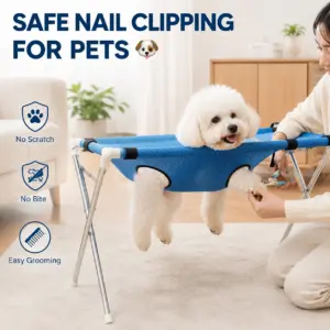 Pet Grooming Hammock Stand for Dogs & Cats - Nail Clipping Harness - Foldable and Portable