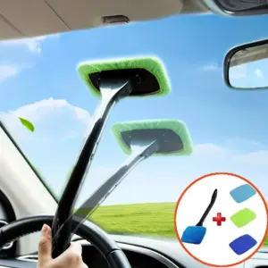 Windshield Cleaning Tool – Long-Handle Microfiber Car Window Cleaner
